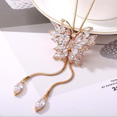 Modieuze Kristal Bezette Diamant Waterdruppel Truiketting
