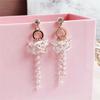 Irregular Crystal Flower Imitation Pearl Tassel Long Drop Earrings for Female Geometric Pendant Ear Wedding Jewelry