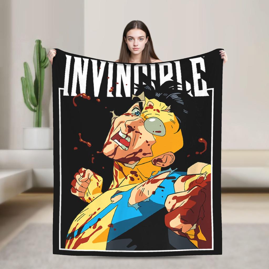 Invincible Comic Mark Grayson Fleece Blankets Anime Awesome Throw Blanket for Home 150*125cm Rug Piece Lightweight Thin