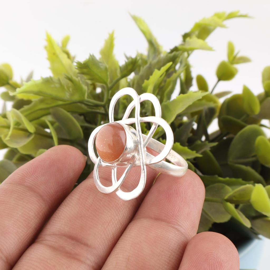 Wonderful Peach Moonstone Gemstone Jewelry, 925 Solid Sterling Silver Ring, Handmade Gorgeous Silver Ring, For Wedding Gift
