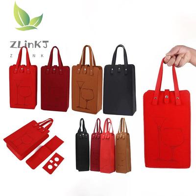 Felt Wine Bottle Bag Double Bottles Great Load Bearing Handheld Beverage Packaging Handbag Gift Wrap Storage Pouch Wine Tote Bag