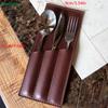 Simple PU Leather Cutlery Storage Bag Restaurant Fork Knife Utensil Bag Camping Chopsticks Barbecue Tool Storage Bag