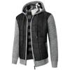 Men's Hooded Plush Plaid Knitting Drawstring Coat Sweater  Warm Solid Color Jackets Tops