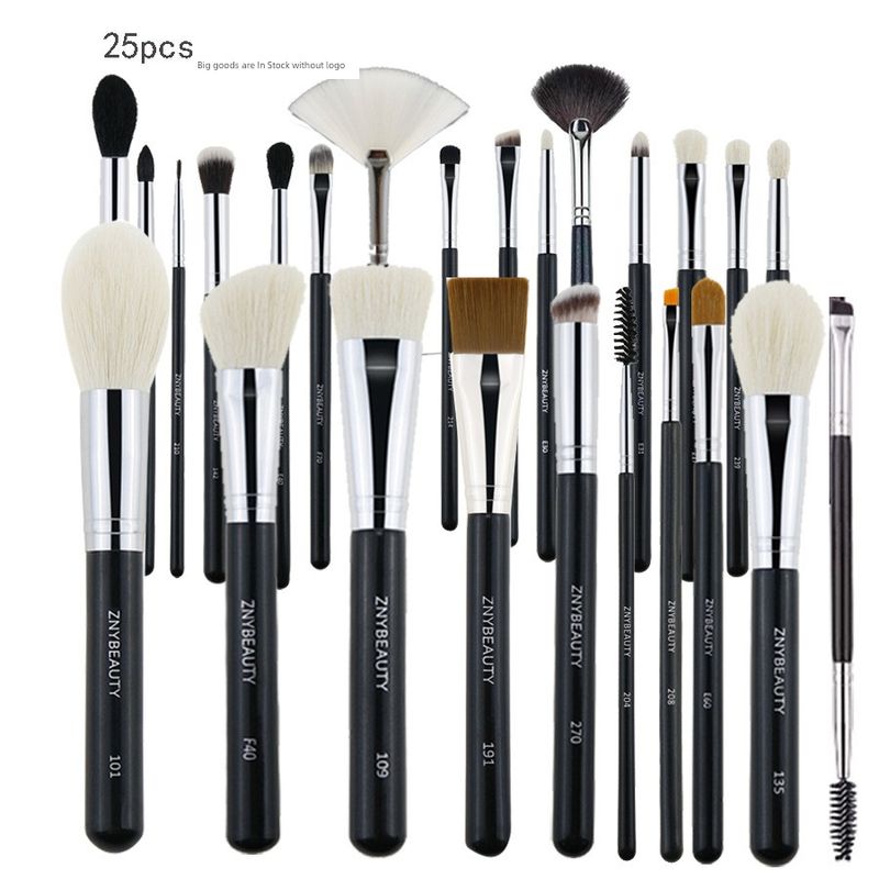 

New Arrival 30 Makeup Brushes Suit Soft Hair Eye Shadow Blush Face Powder Full Set Makeup Tool Brush Makeup Training 25 large Suit (with fan White + Black)