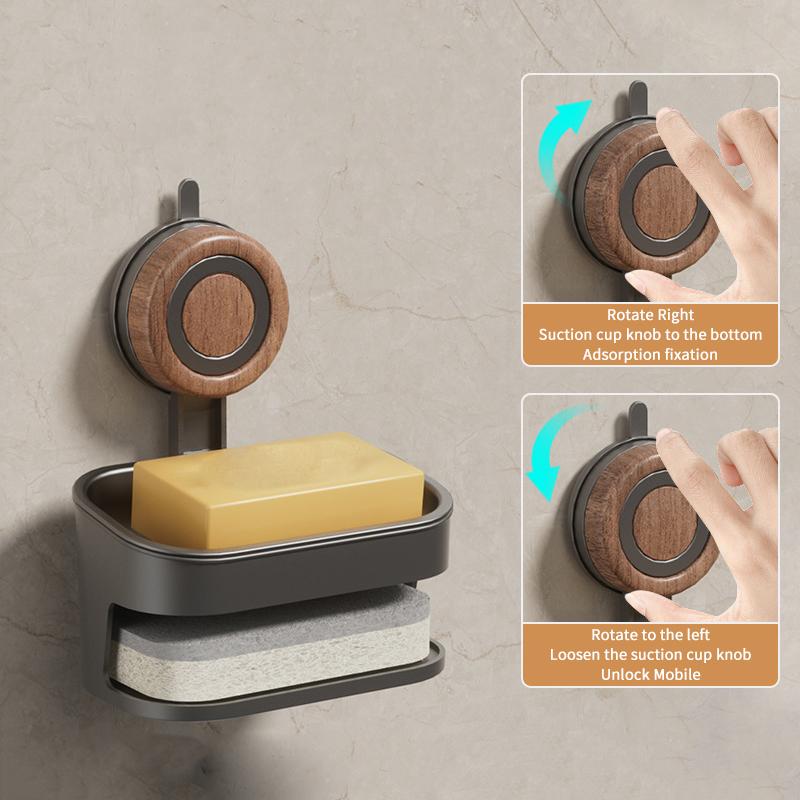 Soap Dish For Shower, Wall Mounted Bar Soap Holder, Suction Cup Detachable Self Draining Soap Case For Shower Bathroom