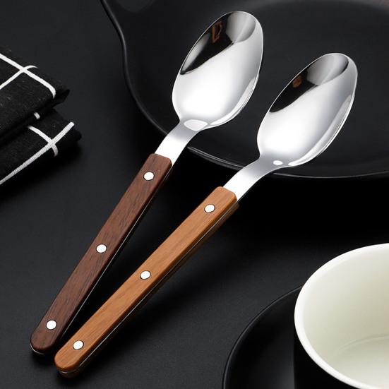 Geschirrset Klassisches Französisches Design 5-teiliges Edelstahl-Besteck mit Imitation-Holzgriff Spülmaschinenfest Besteckset Rostbeständig Steakmesser