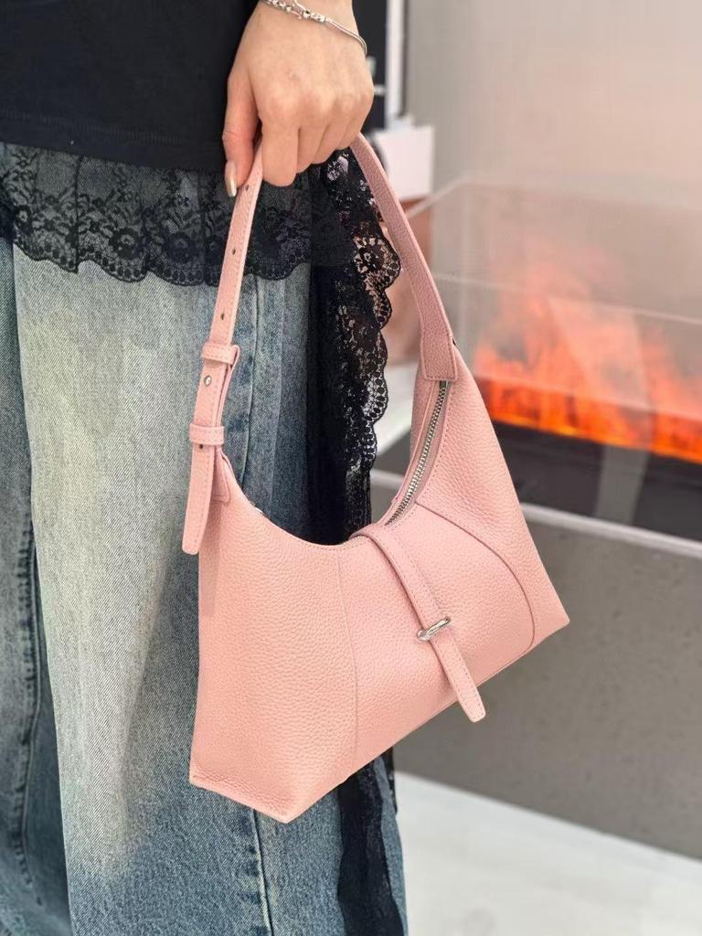 2025 Korean Style Genuine Leather Underarm Bag - Women's Versatile Fashionable Crescent Baguette Handbag