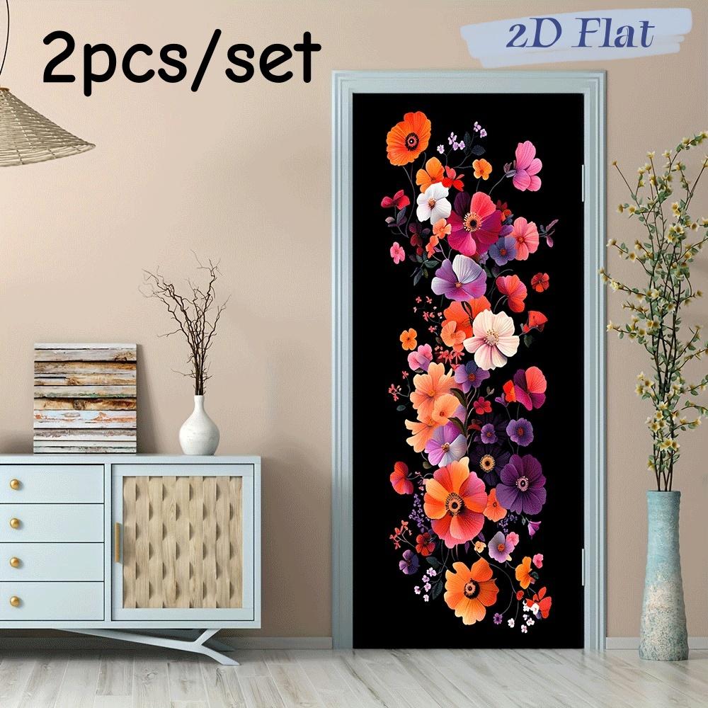 

2pcs Colorful Flower Wall Stickers Living Room Bedroom Entrance Decoration Stickers Home Art Beautification Stickers Available i (as the picture,38.5x200cmx2)