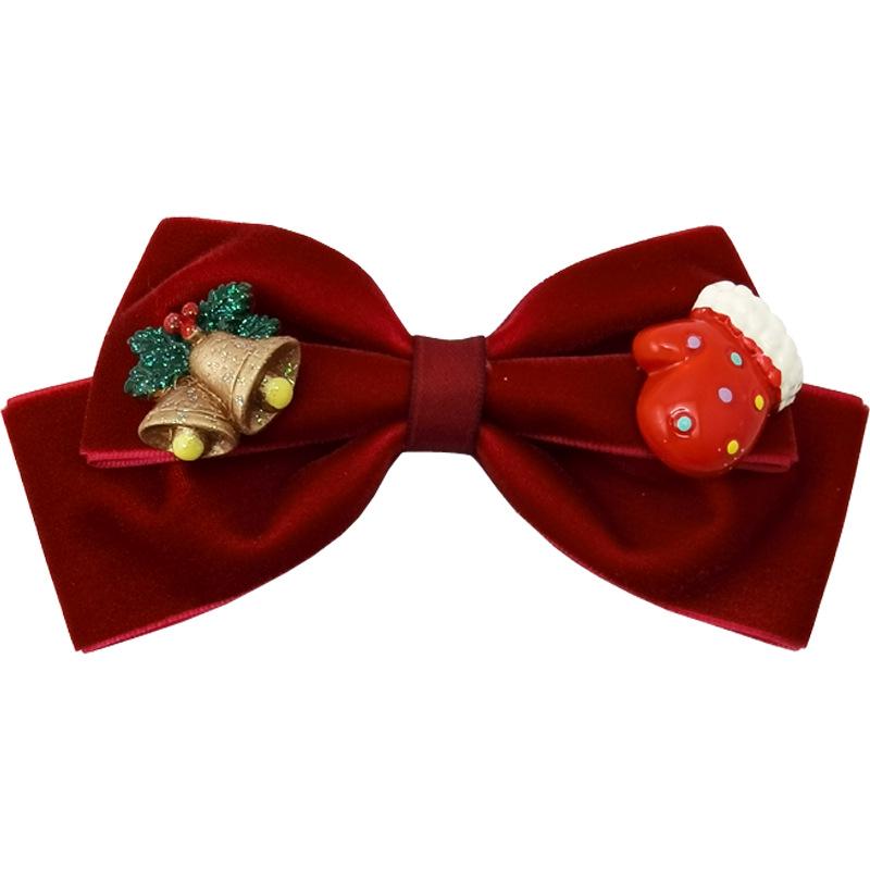 Red Velvet Christmas & New Year Hair Clip - Japanese Korean Style Hair Accessory, Ponytail Clip, Hairpin Gift for Women