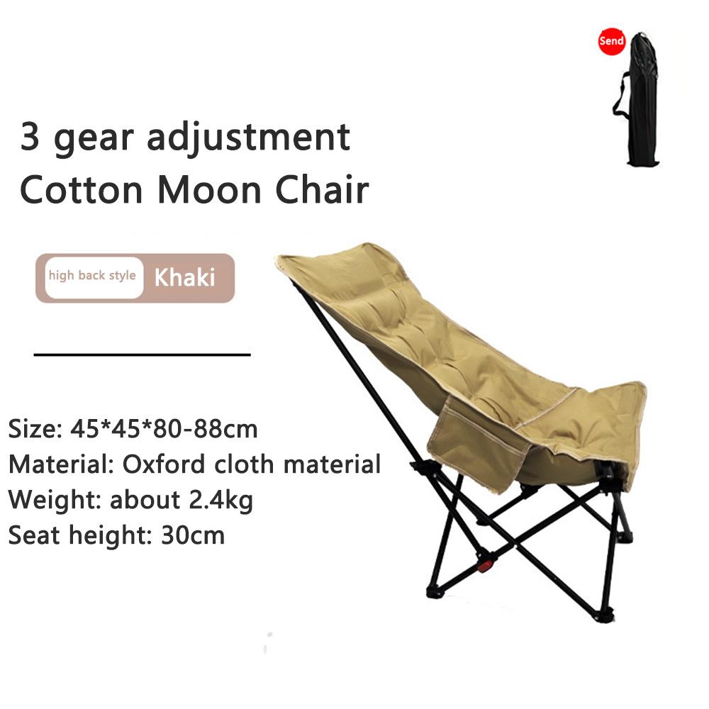 Padded Comfy Folding Camping Chair High-Back Adjustable Moon Chair Supports 550lbs for Camping & Outdoor Sketching, Hiking