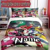 3-teiliges Bettbezug-Set (1 * Bettbezug + 2 * Kissenbezug, ohne Kern), Benutzerdefinierter Name Mighty Morphin Power Rangers Muster Bettwäsche-Set, Heim Schlafzimmer Dekor Gi