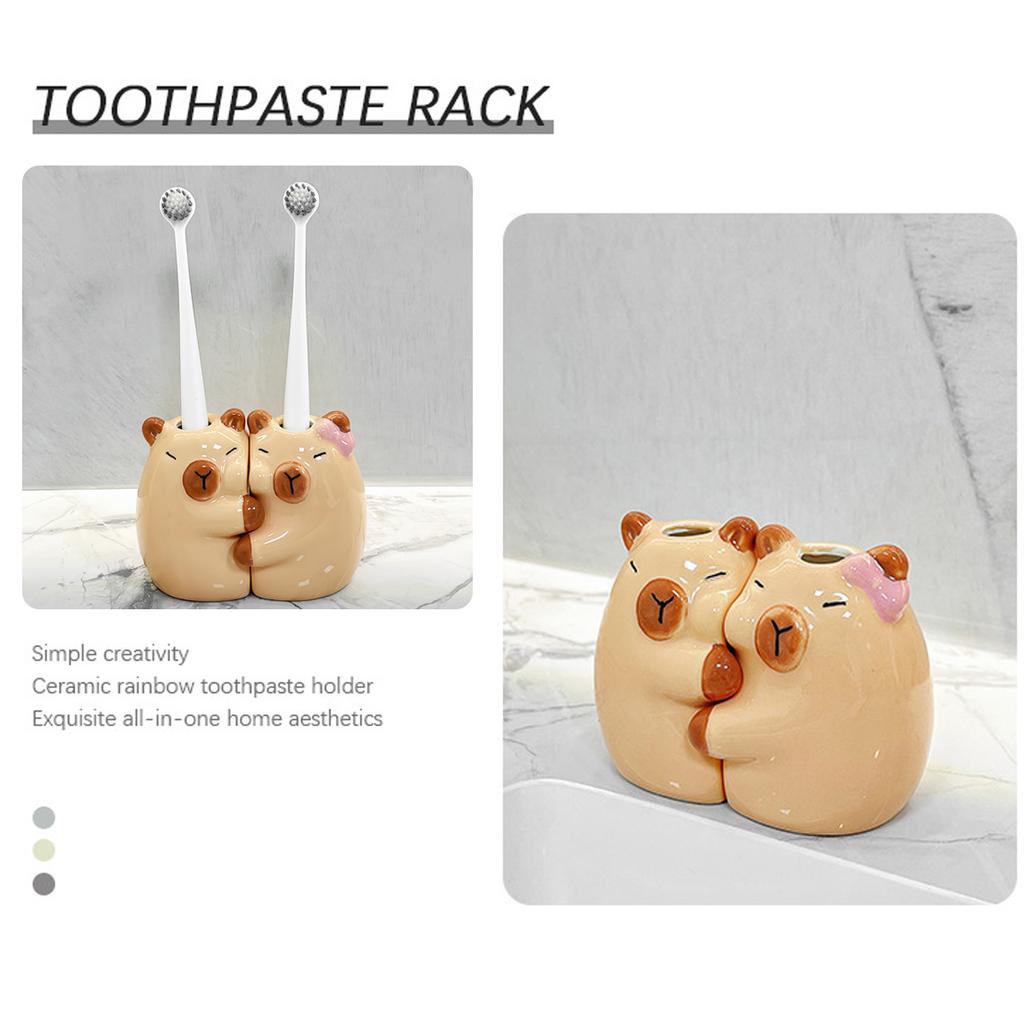 Cute High-end Bathroom Toothbrush Holder, Washbasin, Creative and Cute, with a Movable Toothbrush Storage Base Bracket