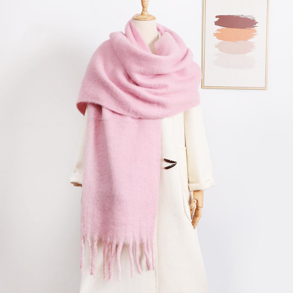 Winter Damen Neuer Haima Haar Imitationskaschmir Schal Vielseitig Premium Tragen Einfarbig Paar Klimaanlagen Schal Damen