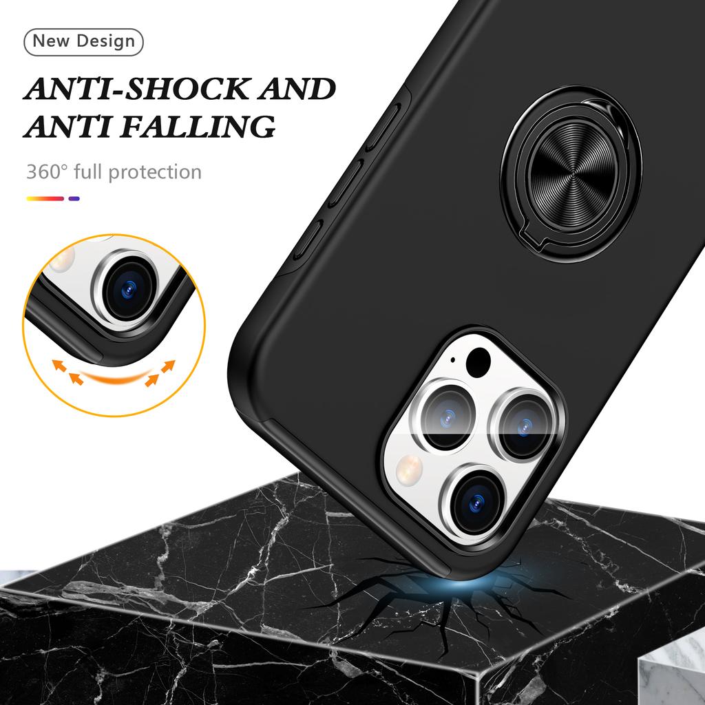 For iPhone 16 Pro Case Kickstand PC+TPU Phone Cover Magnetic Car Mount