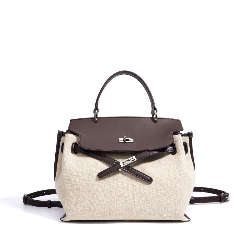 Hot-selling leather handbag high value lock linen travel lightweight large capacity women's backpack