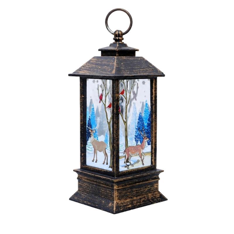 Christmas Party Lantern, Compact ABS Lighted Holiday Ornament for Mantel Tabletop Bookshelf and Shop Window Styling
