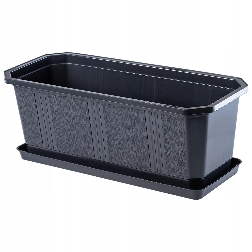 KADAX Flower Pot Planter Balcony + Saucer 60cm Graphite