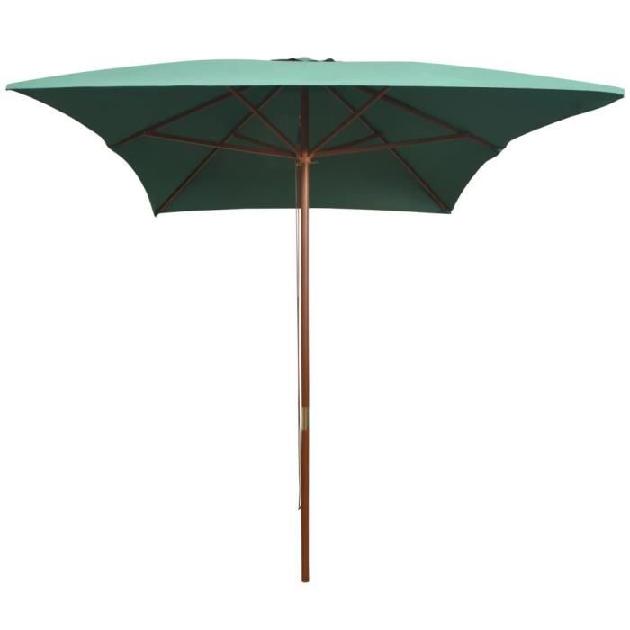 VidaXL Parasol avec poteau en bois 200 x 300 cm Vert