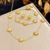 Gold Plated Sunflower Jewelry Set Necklace Bracelet Earrings for Women Stainless Steel