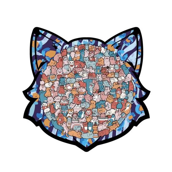 

1 набор пазла в форме кошки, милый деревянный пазл с кошкой, пазл для взрослых и детей, развивающая игрушка для семейного игрового вечера, снятие стресса D