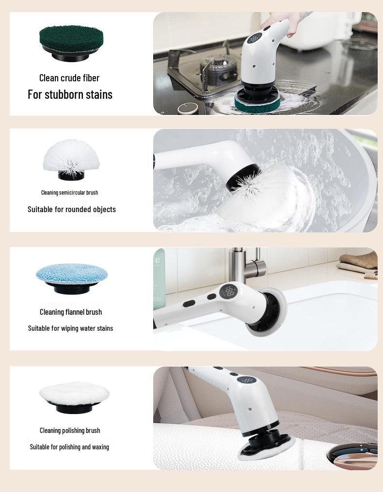 Electric 8-in-1 Retractable Cleaning Brush with LCD Display