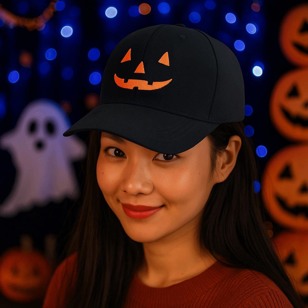 Lightweight Halloween Baseball Cap Breathable Sunshade Cap Funny Pumpkin Embroidery Hat  Outdoor