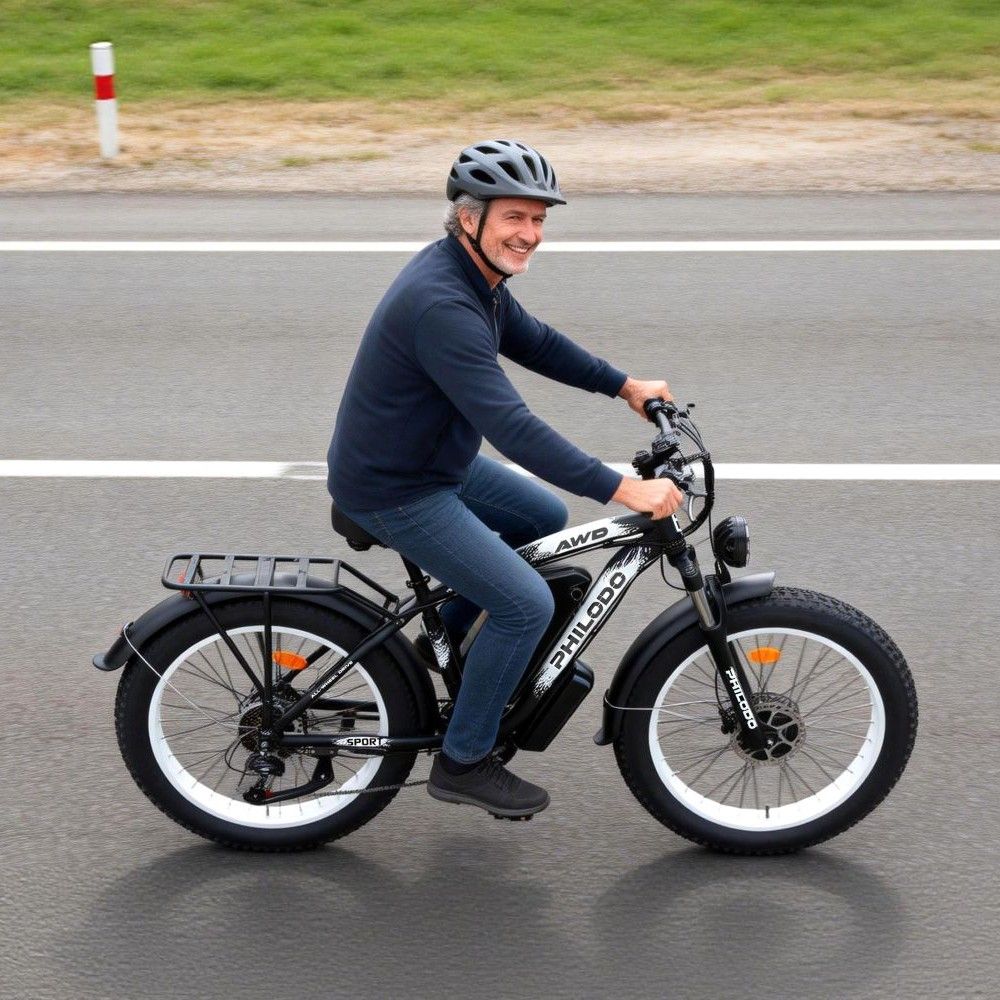 Bicicleta eléctrica PHILODO H8, motor de 3000W, batería de 48V 26Ah, velocidad máxima 56 km/h, autonomía de 100 km, neumáticos de 26x4.0 pulgadas