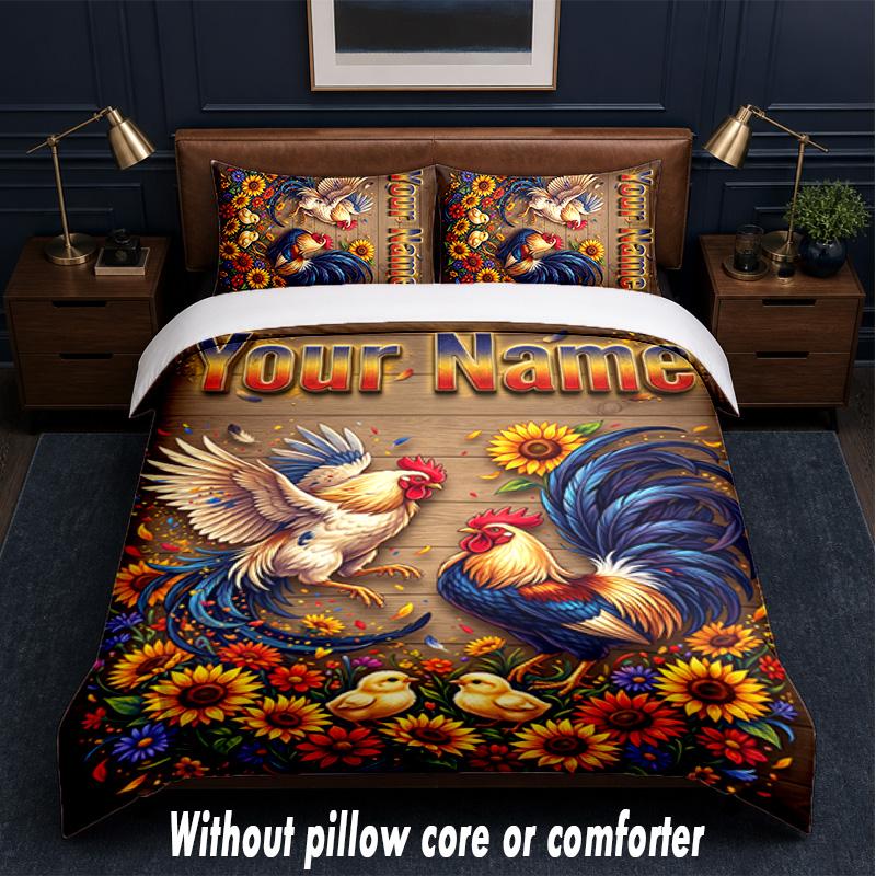 Decorative Artwork Theme Custom Text Or Name 3Pcs Bedding Set,1 Flat Sheet & 2 Pillowcases Personalized Home Bedding