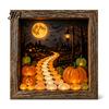 Seasonal Interior Decor Halloween Shadow Box Frame DIY Lighted Craft Kit, Wooden Night Light with Unique Gift for Lovers Sea Glass Stones, Gothic LED