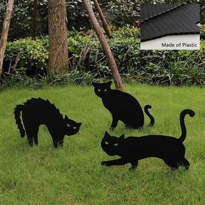 Halloween Hofschild Schwarze Katzensilhouette Outdoor Rasendekoration