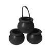 2Pcs/Lot  Black+White Plastic Candy Jar Skull Witch Cauldron Candy Kettle Halloween Party Hanging Pro