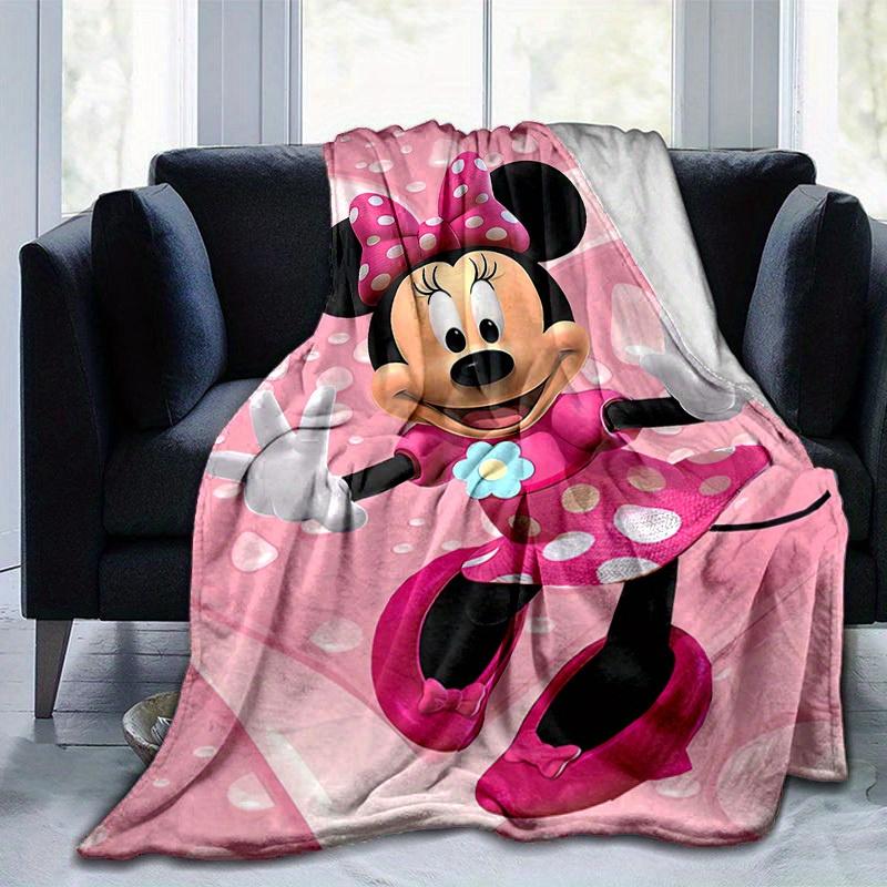 1 unidad, Manta de felpa de lunares rosas de Minnie Mouse, Colcha suave para cama, sofá, viajes