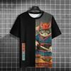 New Trend Cartoon Graphic T Shirt Japanese samurai Ninja Cat 3D Printed Funny Tshirts For Men Clothing Fashion Loose O Neck Tops