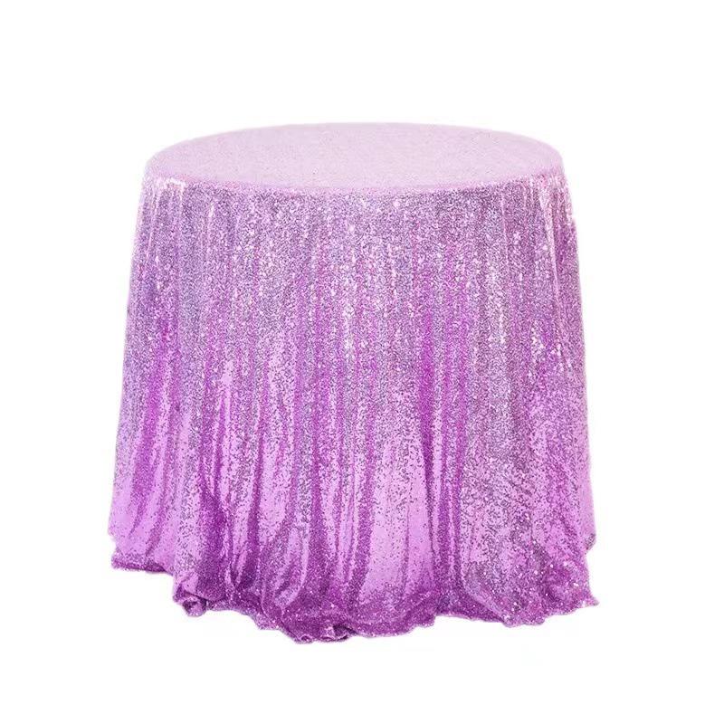 Nordic Style Round Solid Color Sequin Tablecloth for Weddings and Hotel Banquets