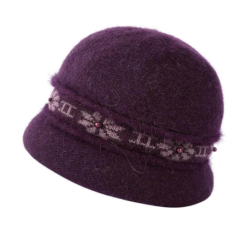 Knitted hat children elderly autumn and winter warm hat rabbit wool blend elderly thickened mother wool hat