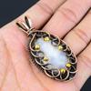 Rainbow Moonstone Gemstone Pure Copper Wire Wrapped Handmade Jewelry Pendant