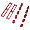 10Pcs Bench Dogs Non Slip Clamps Aluminum Alloy Woodworking Workbench Stops 20mm Dia with 2Pcs Base Red