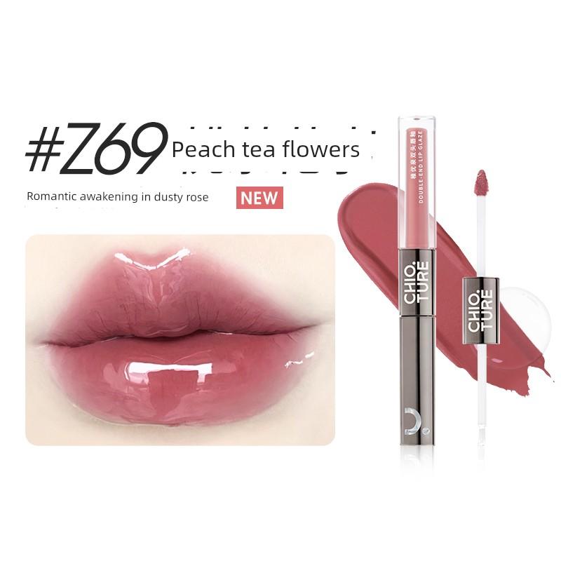 Zhiyouquan Double-Ended Lip Glaze Mirror-Like Water-Gloss Lip Oil Lip Gloss Lip Mud Non-Stick Lipstick for Women That Is Not Easy to Fade