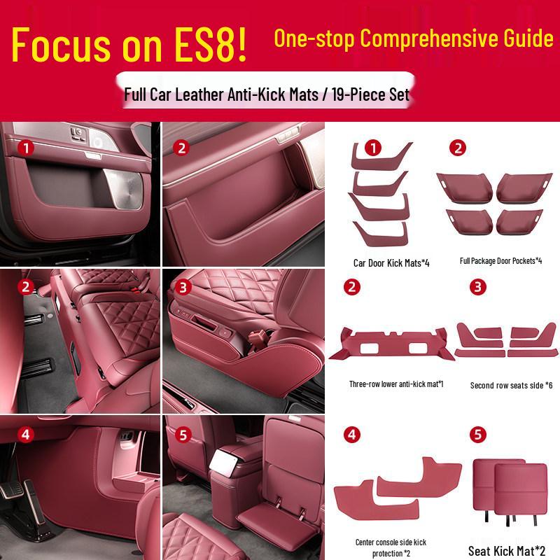 Suitable for 26 NIO 3rd Gen ES8 Models: Car Door Kick Panels & Interior Protection Mats