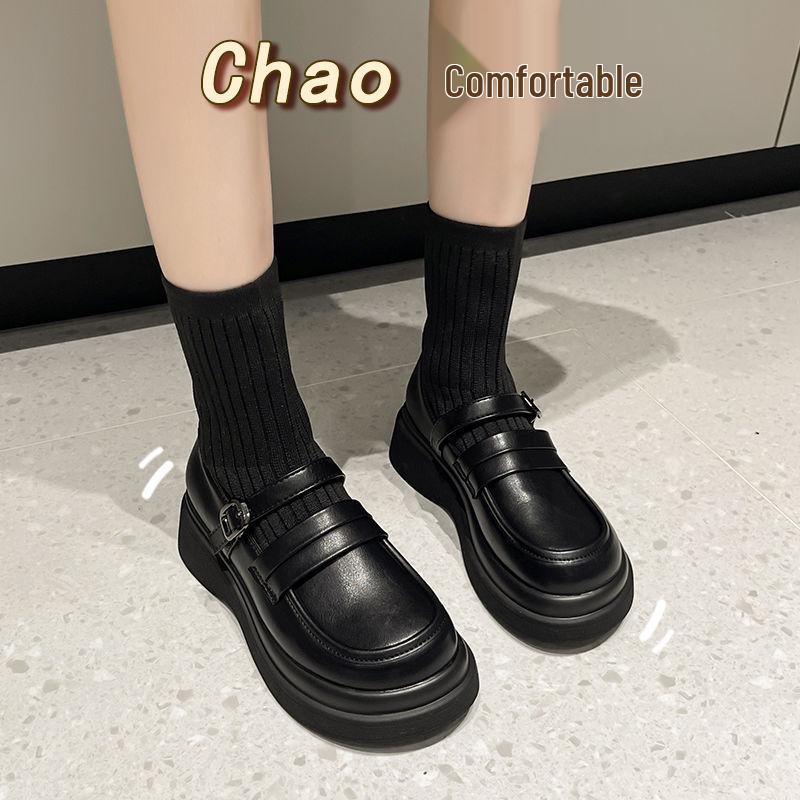 

Mary Jane Women s 2025 Autumn/Winter Slimming Black Thick-Soled Sock Boots - Stretch Knit, Fleece-Lined Size 40