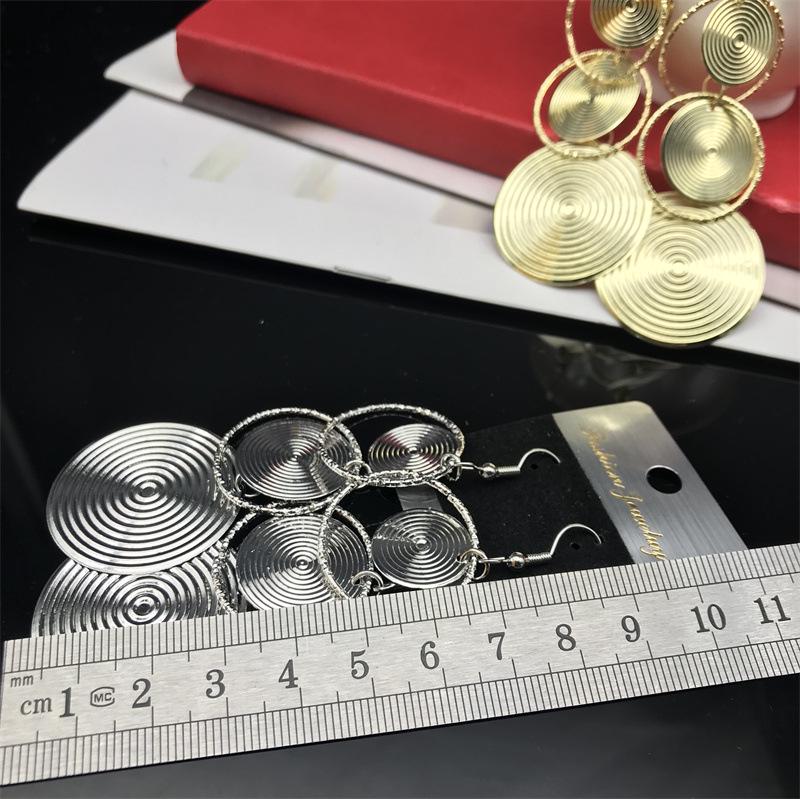 Trendy Electroplated Metal Long Round Hoop Earrings for Women - European & American Style, Formal Dress & Banquet Accessory