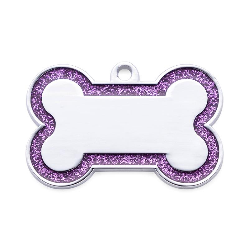 Double Side Dog Cat ID Tag Glitter Dogs Cats Name Pendant Tags Pet Collar Accessories Anti-lost Bone Tags for Small Dog Cat