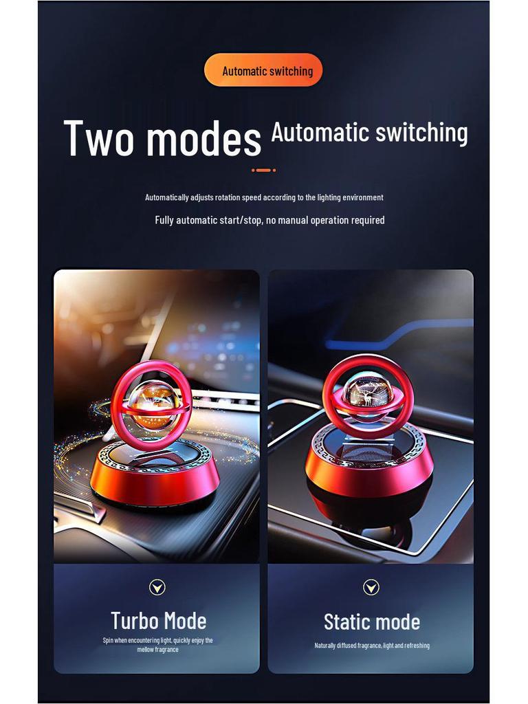 One Road Solar-Powered Rotating Dashboard Air Freshener Ornament for Car Interiors