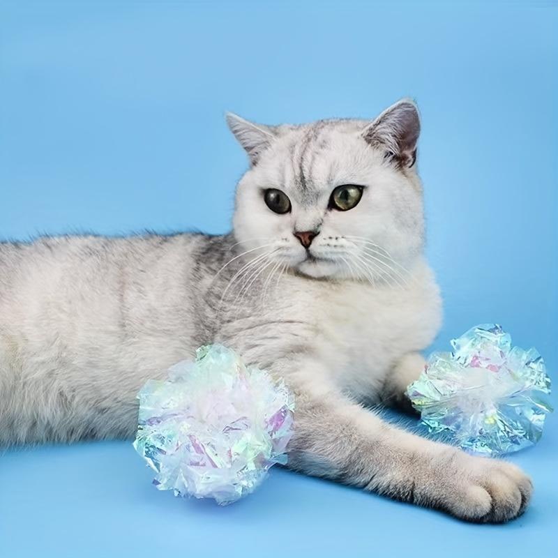 6pcs Crinkle Paper Ball Squeaky Toys Indoor Cat Crinkle Paper Balls Kitten Interactive Play Toys Chasing Training Kitten Toys