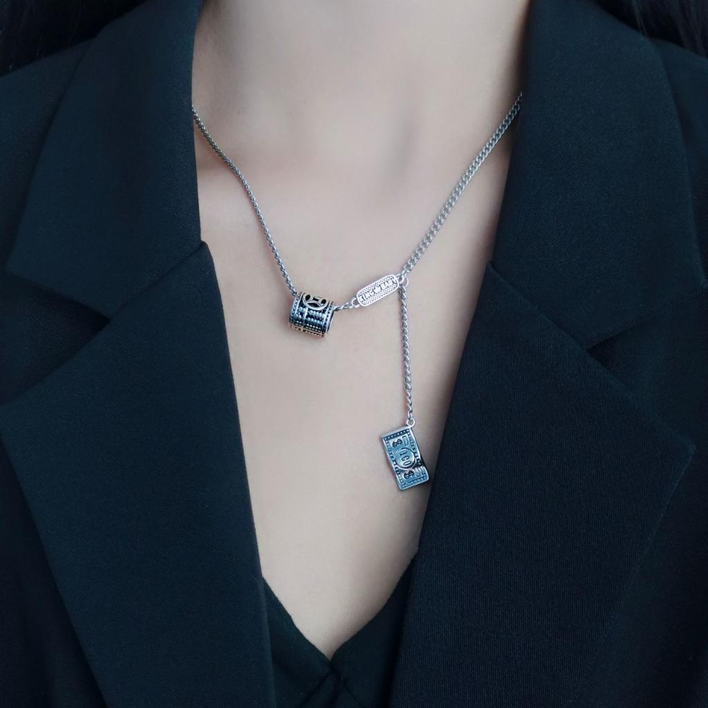 Love Pendant Thai Silver Sweater Hip Hop Cross Necklace Women'S Premium Long Sweater Chain Accessories