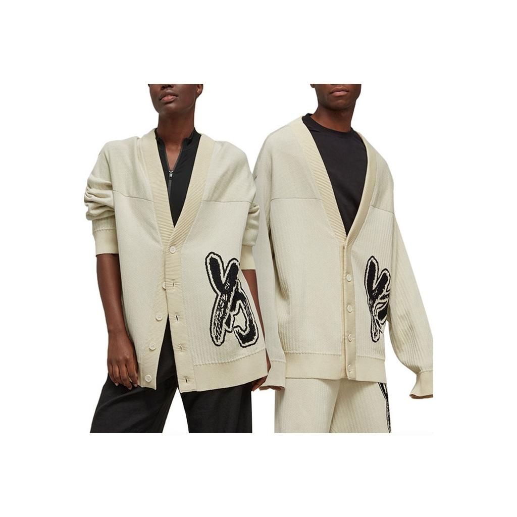 Y-3 Alphabet Pattern V-Neck Long Sleeve Knit Sweater Unisex Tops Off-White IA3110