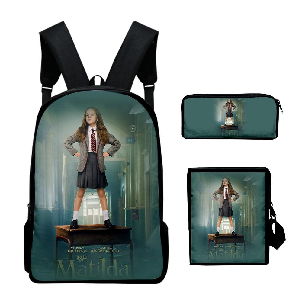 Classic Roald Dahl's Matilda the Musical 3D Print 3pcs/Set School Bags Laptop Daypack Backpack Inclined shoulder bag Pencil Case