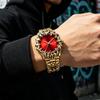 Unique Irregular Antique Claw Case Men Quartz Watch Alloy Strap Calendar Dial Hip Hop Punk Luxury Gold Wrist Clock For Gentleman