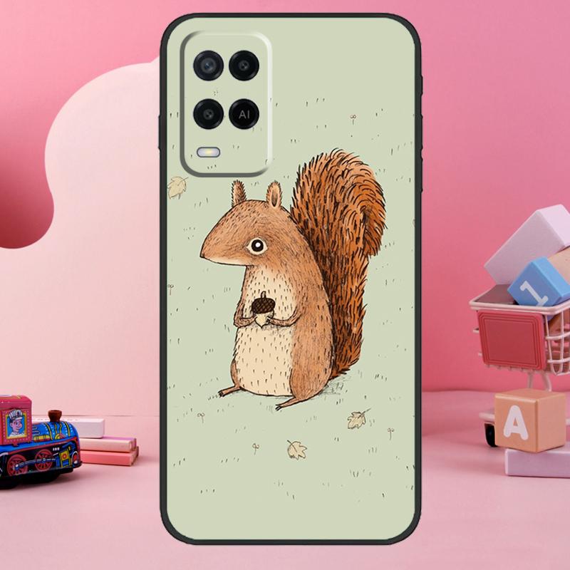 Cartoon Squirrel Case For Oppo A18 A38 A58 A78 A98 A74 A54 A94 A80 A60 A40 A96 A76 A16 A15 A17 A57 A77 A5 Pro