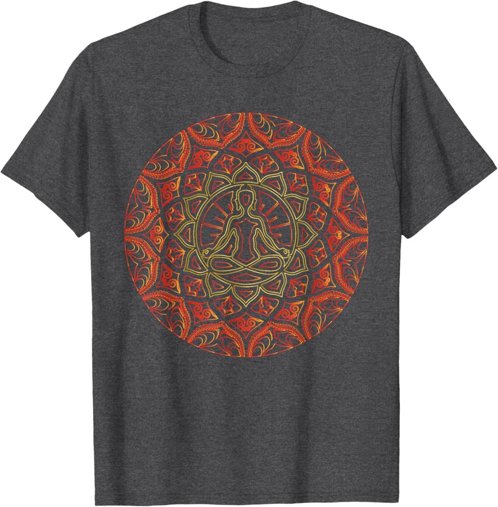 Buddha Mandala Yoga Meditation Graphic Tee Breathable Cotton Casual T-Shirt